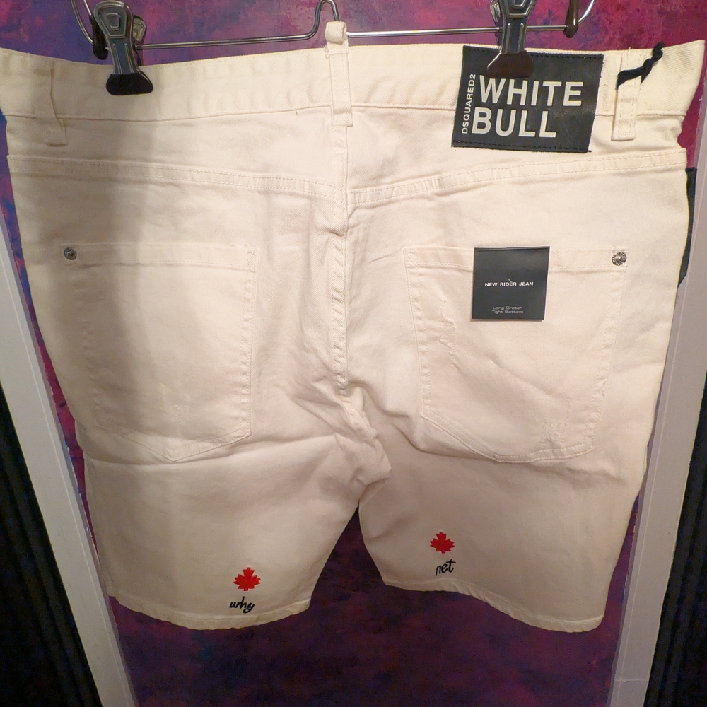 Canadian Brand DSQUARED2 White Jean Shorts Size 36" Waist  🍁